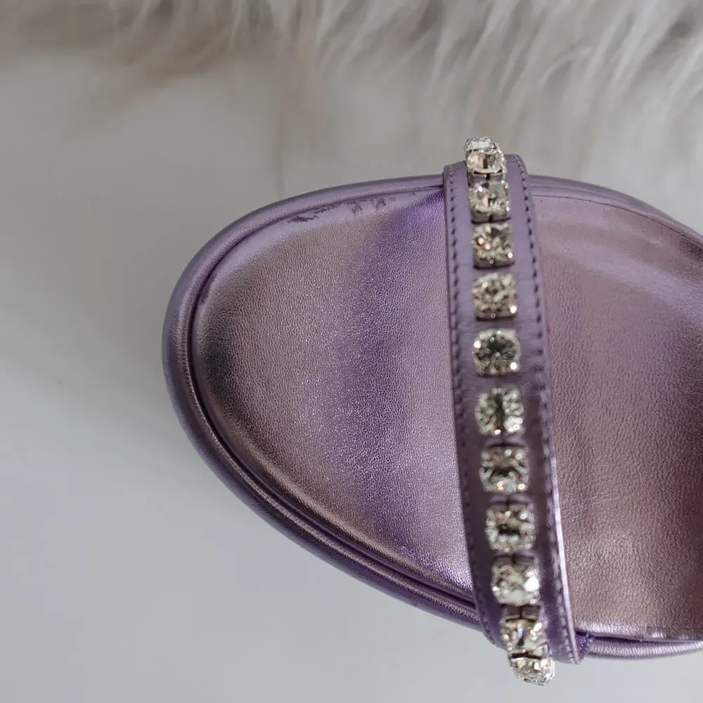 Christian Louboutin Pyrastrass Metallic Lavender Platform Wedge Sandals 38